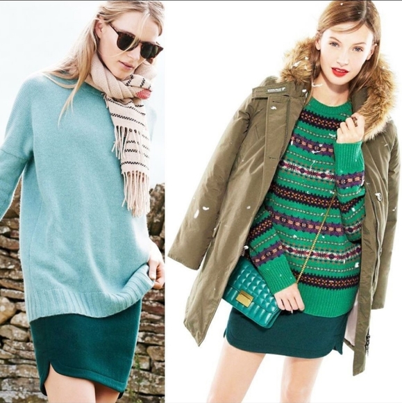 J. Crew Shirt Tail Wool Blend Mini Skirt in Forest Green Sz. 4 Tall - Picture 1 of 7
